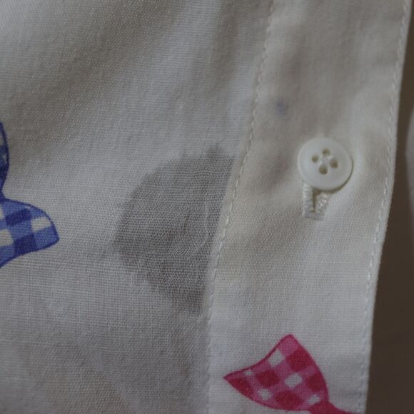 E.B. eccobay Vintage White Colorful Bow Print Button Down Shirt Large - Picture 2 of 16